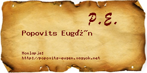 Popovits Eugén névjegykártya